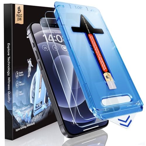 MAGIC JOHN 2 Pack for iPhone 12/iPhone 12 Pro 6.1 inch Tempered Glass Screen Protector, Auto Dust-Elimination Installation, Bubble Free, HD Clear, Easy Installation - Image 1