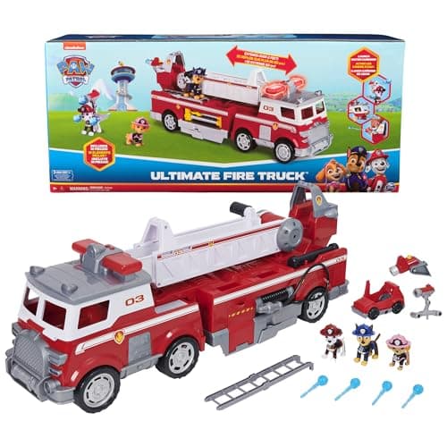 PAW Patrol Ultimate Rescue Fire Truck with 2 Ft. Ladder, Lights, Sounds, a Mini Toy Car, Chase, Marshall & Skye Figures, Toys for Boys & Girls Ages 3+ - Image 1