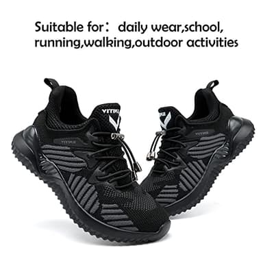 JMFCHI Boys Girls Kids' Sneakers Knitted Mesh Sports Shoes Breathable Lightweight Running Shoes for Kids Fashion Athletic Casual Shoes Classic Black - Image 5
