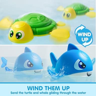 JOYIN Bath Fishing Toy Set for Toddlers - Magnetic Toy with Fishing Rod, Spinning Octopus and Starfish, Wind-up Shark and Turtle - Sensory Development for Infants - Image 4