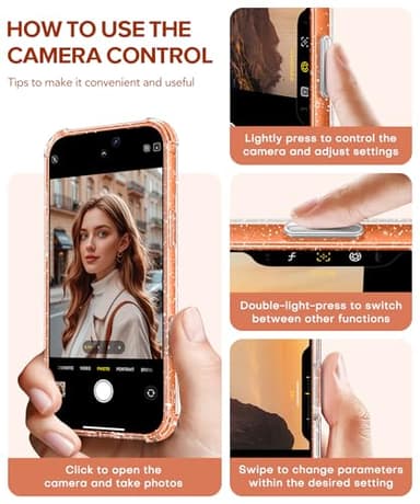 BERFY for iPhone 17 Pro Max Case for Women, Compatible with MagSafe, Clear Glitter Shockproof Protective Case, Anti-Yellowing, with Screen Protector & 3 Diamond Camera Lens Covers 6.9", Sparkle Clear - Image 8