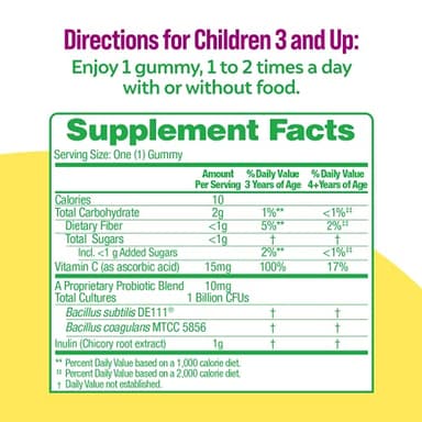 Culturelle Daily Probiotic for Kids + Veggie Fiber Gummies (Ages 3+) 30 Count Berry Flavor - Probiotics for Digestive Health & Immune Support Plus Vitamin C Kids Boost - Image 4
