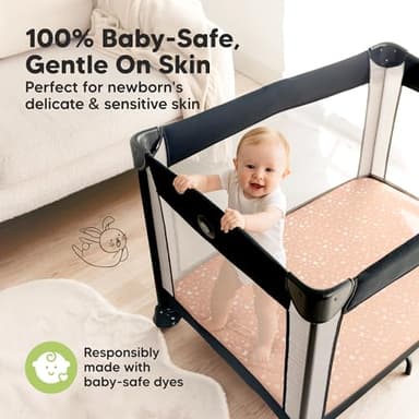 Pack and Play Sheets Fitted - 2-Pack Mini Crib Sheets for Pack N Play Mattress 38x26, Soft & Cozy, Neutral Toddler Playard Bedding, Snug Fitted Mini Baby Crib Mattress Cover Boy, Girl (Butterflies) - Image 4