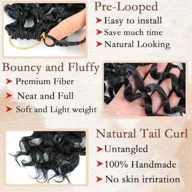 Pre looped Gogo Curl Crochet Hair 12 Inch 8 Packs Pre twisted Short Curly Crochet Hair for Black Women Ocean Wave Braiding Hair Water Wave Deep Braiding Hair (12 inch 1B) - Image 5