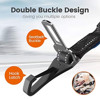 IOKHEIRA Dog Seatbelt, Updated Adjustable Harness Reflective Bungee Dog Car Seat Belt with Aviation Aluminum Alloy Rotatable Carabiner, Hook & Buckle - Image 2