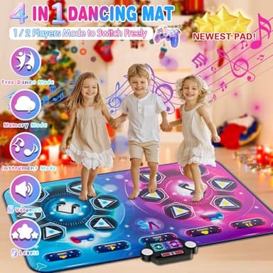 maysida Dance Mat Toy Gift for Kids ages 3-12, Dancing Music Playmat with 12 Key, Large Size (59*38 in), Double User Challenge Game Christmas Birthday Gift for Girls Boys 5 6 7 8 9 10 11 12 Year Old - Image 2