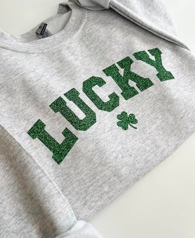 Up2ournecksinfabric Glitter St Patricks Day Sweatshirt Lucky Sweatshirt St Patricks Shirt Lucky Shirt St Pattys Day Green Glitter Shamrock - Image 2