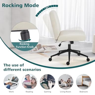 OLIXIS Criss Cross Legged Chairs Armless with Wheels Wide Seat Height Adjustable Swivel Padded Home Office Desk Seating for Bedroom, Student, Study Room - Image 5
