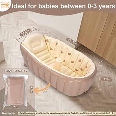 MINK Inflatable Bathtub for Toddlers - Portable Baby Tub with Built-in Air Pump - Collapsible Design for Easy Storage - Perfect for Newborns to Infants - Image 6
