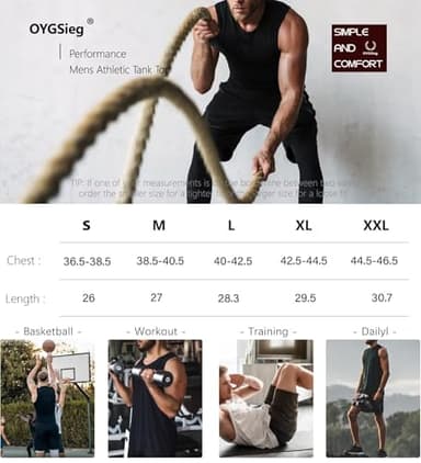 OYGSieg 6 Pack Men's Quick Dry Workout Tank Tops Breathable Gym Sleeveless Muscle Shirts for Active Men SetA M - Image 7