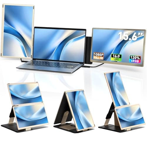 AOKER Triple Laptop Screen Extender - 15.6" Monitor IPS FHD 1080P Detachable Portable Display for 13"-17.4" Laptops Compatible with Compatible with Windows Mac Chrome Surface Travel Work Setup