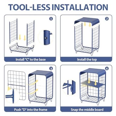 APEXCHASER Cute Nightstand,Metal Side Table,3-Tier Modern End Table with Storage Shelf, Unique Side Tables, Cute Coffee Table for Living Room, Small Table for Bedroom,Navy Blue - Image 7