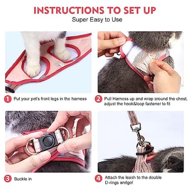 Betmaypet Cat Harness and Leash Set, Soft and Breathable Vest with Reflective Strip, Escape Proof Kitten Harness, Easy to Wear for Cats Walking and Traveling (Purple, M) - Image 4