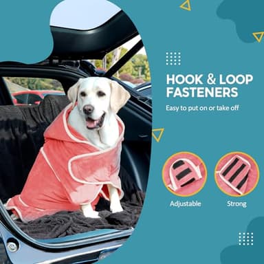 Avont Dog Bathrobe - Super Absorbent Pet Drying Towel Bath Robes After Bath Shower Swim Wet Walk for Puppies -Pink(XXL) - Image 5