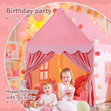 Wilwolfer Kid Tent with Mat, Star Lights - Kids Play Tents for Toddlers Kids Tents Indoor Playhouse - Princess Tent for Girls Toy House Gift (Pink with Cloth) - Image 6