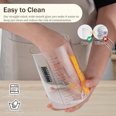 INOBYO Sourdough Starter Glass Jar, 34 OZ Large Wide Mouth Jar for Sour Dough Starter, Easy to Use Sourdough Bread Baking Supplies Kit for Beginners and Pro, 2 Pack - Image 4