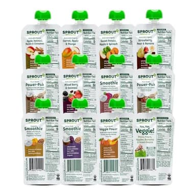 Sprout Organic Baby Food, Stage 2 Pouches, 12 Flavor Fruit Veggie & Grain Variety Sampler, 3.5 Oz (Pack of 12) - Image 4
