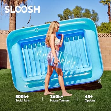 SLOOSH Inflatable Tanning Pool Lounger Float, 85" x 57" Extra Large Pool Floats Adult with Pillow, 4 in 1 Suntan Tub Raft Floatie,Sunbathing Bed Lounge for Water Blow Up Ball Pit Party Gifts, XL-Blue - Image 6