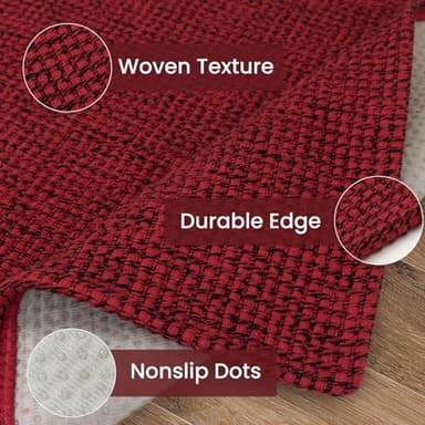 IOHOUZE Christmas Runner Rug 2x6 Ft Black Red Woven Runners for Hallways Washable Kitchen Rug Non Slip Braided Entryway Runner Rugs Floor Carpet Runners for Indoor Foyer Bedroom Laundry - Image 6