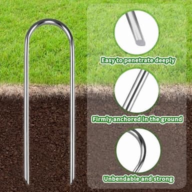 LOYUDEQIU Trampoline Stakes High Wind Ground Stakes, Heavy Duty Trampoline Anchors Tent Stakes, Galvanized Steel Wind Stakes Fence Stakes for Trampoline Fence (Silver 8pcs 10inch) - Image 3