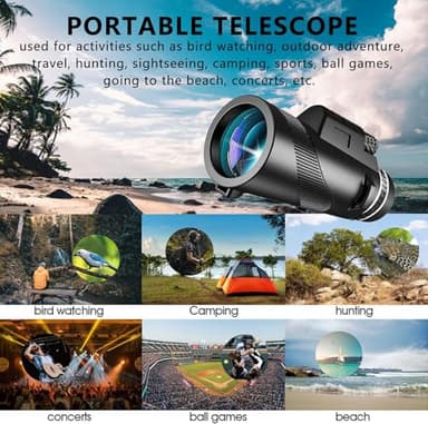 Monocular Telescope 80X100 2024 High Powered Monocular with Smartphone Adapter & Metal Tripod - BAK4 Prism with Clear for Wildlife Hunting Camping Travelling - Image 6