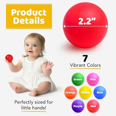 200 Ball Pit Balls for Toddlers with Storage Bag - 7 Bright Colors, Crush Proof, Great Play Toys for Tents, Pools, and Party - Image 2