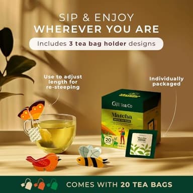 Gya Tea Co Matcha Green Tea Bags (20 Bags) - High Caffeine Smooth Tea with Fresh & Silky for Morning Refresh & Digestive Health - Image 3