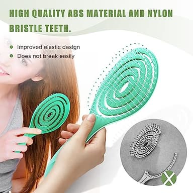 SHINLEA Hair Brush, Detangle Anti Tangle Brush, Spiral Hairbrush for Wet & Dry Hair, Women, Men, Kids, Glide Through Tangles For All Hair Types, Green - Image 4