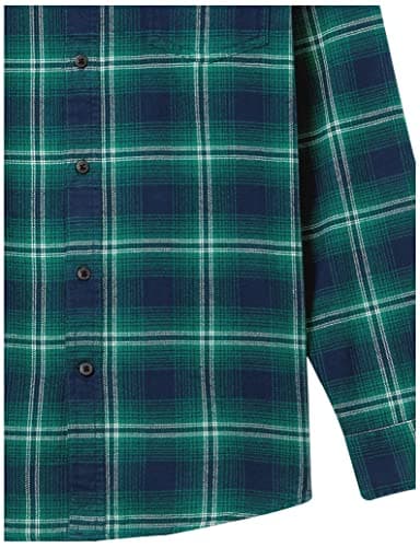 Amazon Essentials Men's Long-Sleeve Flannel Shirt (Available in Big & Tall), Green Navy Ombre Plaid, Medium - Image 6