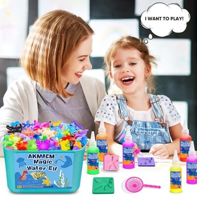 AKMADM Magic Water Elf Toy Kit for Kids - Aqua Fairy Water Gel Kit - 20 Colors*60ml Squishy Maker Set - 18 Shape Molds - Arts & Crafts Water Elf Creation kit - Children's DIY Marine Life (20 Colors) - Image 6