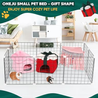 ONEJU Guinea Pig Hideout - Guinea Pig Bed, Gift Style Small Pet Hides, Ideal Bed for Small Pets, Gift Shape, Red - Image 7