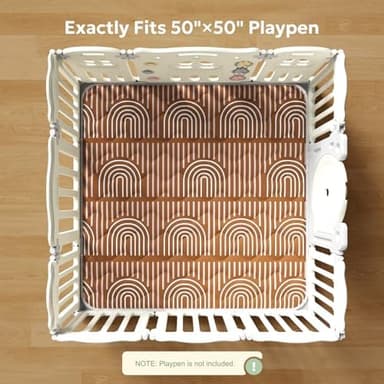 Mallify Soft Thicker Baby Mat for Floor 50"x50", Non-Slip Baby Play Mat, Easy to Clean 50x50 Playpen Mat, Portable Playmat, Crawling Mat for Infants, Babies, Toddlers, Activity Mat, Rainbow, Brown - Image 8