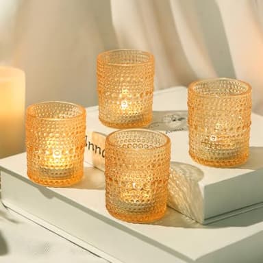 36 Pack Glass Votive Candle Holders Bulk, Gold Vintage Tea Light Candle Holder for Floating Candle, Tealight Candle Holder for Table Centerpieces Home Bridal Birthday Wedding (36) - Image 3