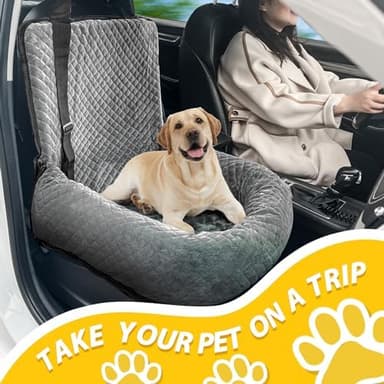 Dog Car Seat for Small Medium Dogs,Detachable Washable Travel Safety Pet Booster Seat, Comfy Ultra Soft and Multifunctional Car Travel Bed,Grey - Image 6