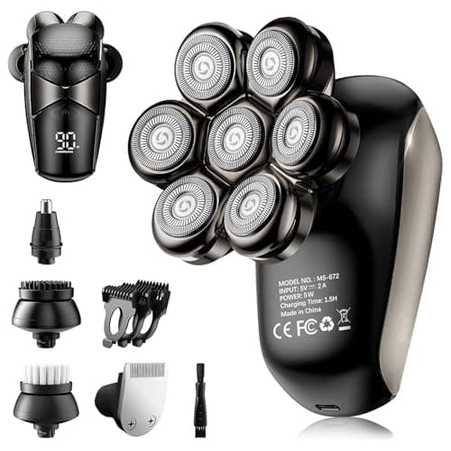 SHPAVVER Head Shavers for Bald Men: 5-in-1 Electric Razor - IPX7 Waterproof Shaving Grooming Kit for Balder - Turbo Speed & Precision Blades (Gold) - Image 1