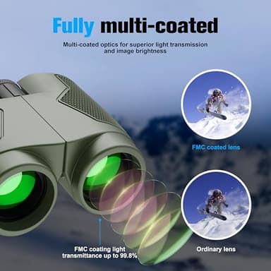 Binoculars 12x25 for Adults and Kids Night Vision Binoculars Compact Binocular Large Eyepiece Waterproof Binocular Easy Focus Wide Field of View for Bird Watching,Hiking,Hunting,Concert - Image 3