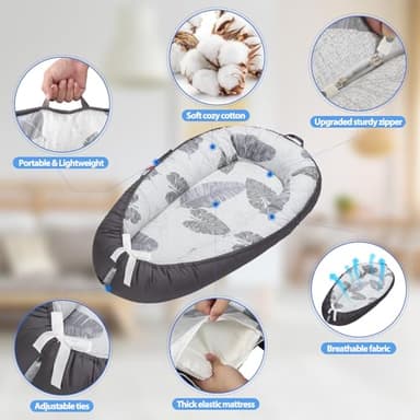 BUTOA Baby Lounger - Baby Lounger for Newborn 0-24 Months, Breathable & Soft Baby Nest, Portable and Lightweight Lounger for Home and Travel, Ideal Newborn Babies Essentials - Image 5