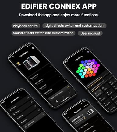 Edifier QR65 Desktop Active Monitor with 2.75" Long-Throw Aluminum Diaphragm mid-Low Drivers, Hi-Res Audio, Brilliant Light Effects, 70W Output Power Bluetooth Speakers with Stands - Black - Image 10