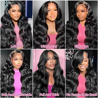 oveflect 34 Inch 13x6 Lace Front Wigs Human Hair 200 Density Body Wave HD Lace Front Wigs Human Hair Pre Plucked Natural Color Glueless Wig 100% Virgin Human Hair Lace Front Wigs for Women - Image 4