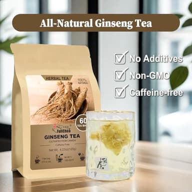 FullChea - Ginseng Tea bags, 60 Teabags - Pure Ginseng Root Tea - Caffeine-Free - Non-GMO - Image 5