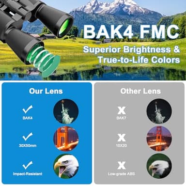 30x50 High-Powered Binoculars for Adults – Compact Waterproof Binoculars for Bird Watching - Waterproof Ideal for Bird Watching, Hunting, Concerts, Travel, Camping & Outdoor Activities - Image 4