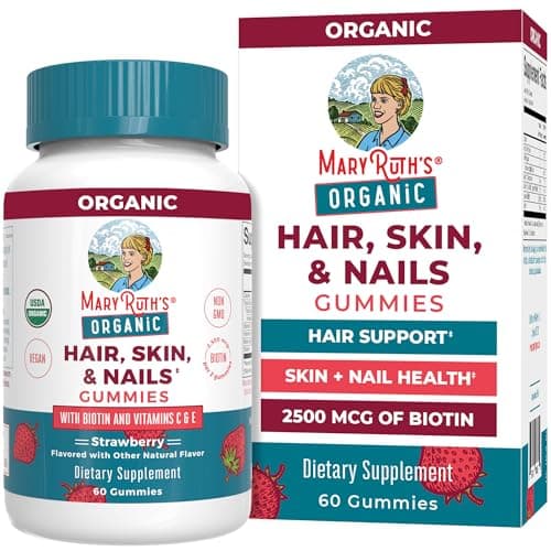 MaryRuth Organics Hair | Skin | and Nails Vitamins | Biotin Gummies with Vitamin C & Vitamin E | Hair Growth Vitamins | Skin Care | Nail Strength | USDA Organic Gummies for Ages 14+ | 60 Count - Image 1