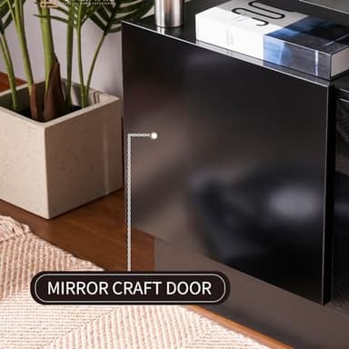 oneinmil 2 Tier TV Console Stand with 36" Electric Fireplace, LED Light Entertainment Center for TVs Up to 80" for The Living Room, 70", Black - Image 6