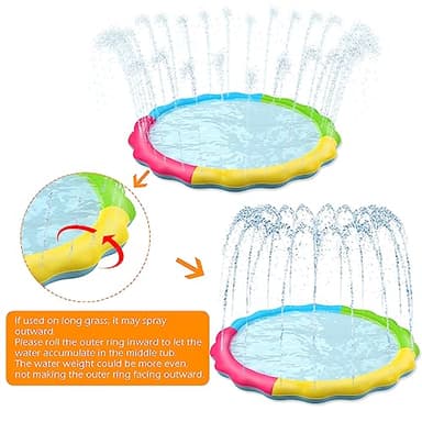Jasonwell Splash Pad Sprinkler for Kids Splash Play Mat Outdoor Water Toys Inflatable Splash Pad Baby Toddler Pool Boys Girls Children Outside Backyard Dog Sprinkler Pool Age 1 2 3 4 5 6 7 8 9 3XL - Image 7