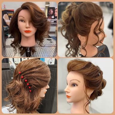 Opini Mannequin Head with 100% Real Human Hair Cosmetology Mannequin Head to Practice Hairstyles Doll Head Training Head for Hairdresser (Brown) - Image 5