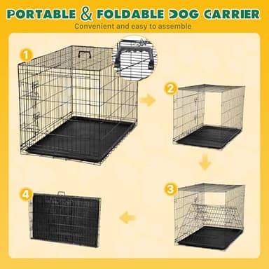 DUMOS 24-Inch Dog Crate, Small Double-Door Folding Metal Kennel with Divider Panel and Leak-Proof Pan, Portable Dog Cage for Indoor, Outdoor, and Travel - Image 6