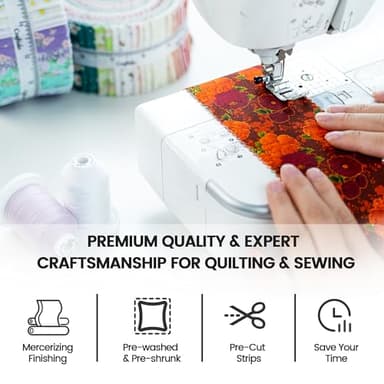 Craftido-18 Options-100% Cotton Jelly Roll Fabric Precut Strips for Quilting, Crafting, and Sewing, 40 Strips 2.5" x 44" Assorted Bundles for Rug, Quilt Project, DIY Craft and Home Decor-Fall Arrival - Image 7