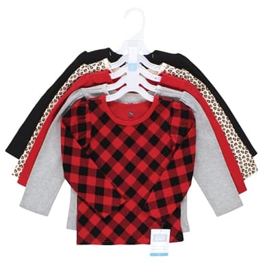 Hudson Baby Unisex Baby Thermal Long Sleeve Tees 5pk, Buffalo Plaid/Leopard, 6-12 Months - Image 2