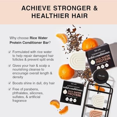 Kitsch Rice Water Protein Solid Shampoo and Conditioner Set for Hair Growth – Strengthening Hair Care Duo w/Rice Protein & Vitamins for Damage Repair – Paraben, Sulfate & Silicone Free, Made in USA - Image 6