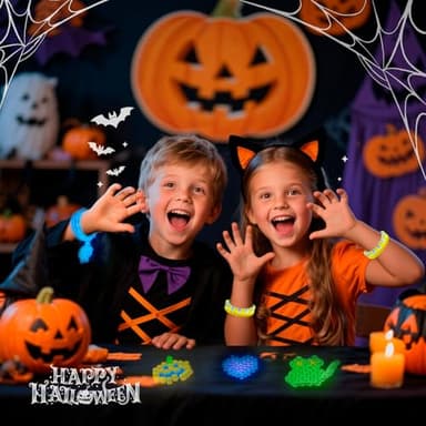 Glow in The Dark Pony Beads for Bracelets, 1000+pcs 6x9mm Rave Kandi Acrylic Beads Neon Luminous Colored Charms Hair Bead for Braids Girls Halloween Jewelry Making Crafts Party Supplies - Image 4